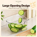 Food storage box with large opening for easy access to food