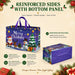 Christmas tote bag with reinforced sides and bottom panel for extra capacity and durability.