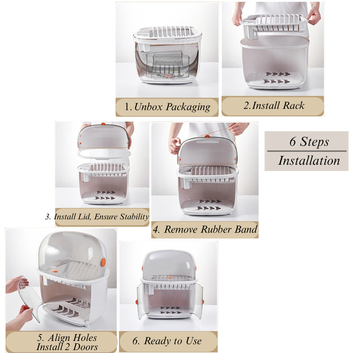 Step-by-step installation guide for assembling the 2 Tier Dish Rack