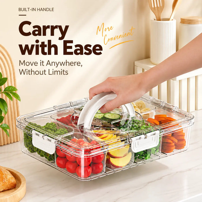 Food storage box with built-in carrying handle for convenient transport