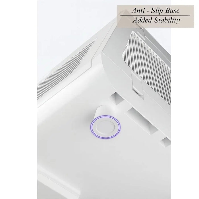 Compact dishrack with anti-slip base for added stability.