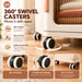 Storage cabinet with 360-degree swivel wheels and locking casters