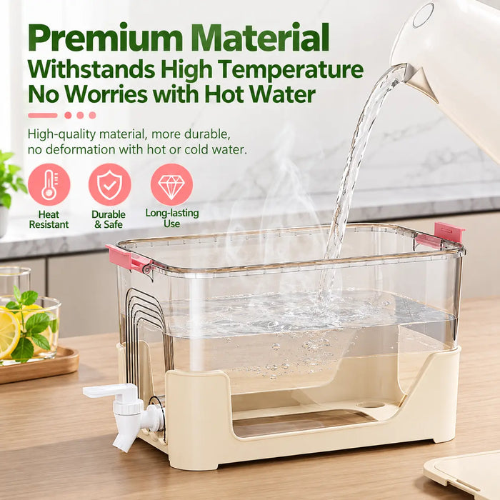 Drink dispenser with heat-resistant design for hot and cold water
