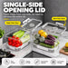 Fridge storage container with single-side opening lid for easy access