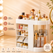 Large capacity cosmetic organiser for makeup, skincare, perfume and beauty accessories with organised storage compartments