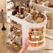 Cosmetic organiser with pull-out transparent drawers and rotating storage compartment for easy access to beauty products