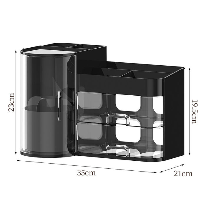 Black makeup organiser with makeup brush holder dimensions 35 x 21 x 23 cm