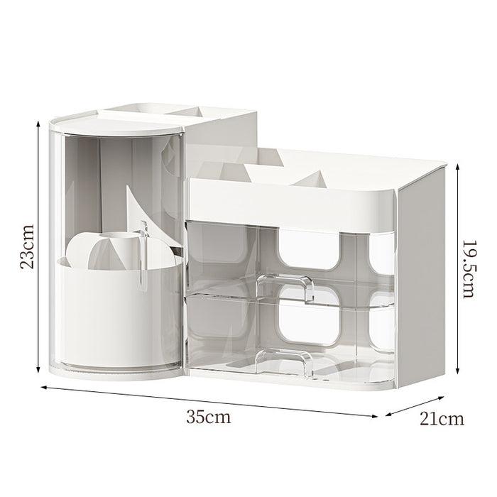 White makeup organiser with makeup brush holder dimensions 35 x 21 x 23 cm