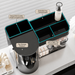 Top view of makeup organiser with deep removable compartments and extended storage platform