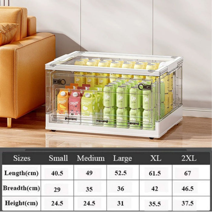 White Large Storage Containers size dimensions chart from Small to 2XL