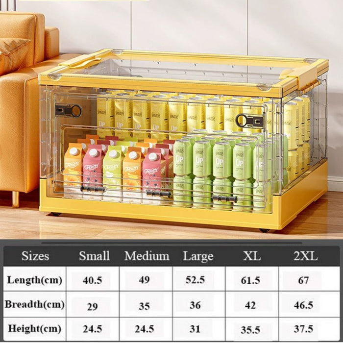 Yellow Large Storage Containers size dimensions chart from Small to 2XL